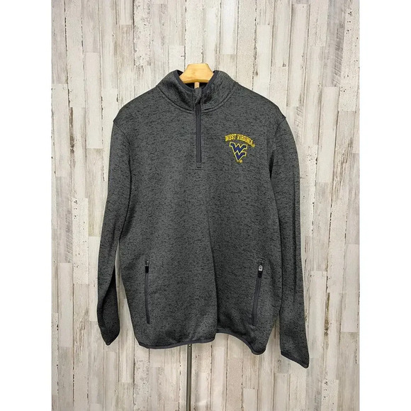 Russell West Virginia Mountaineers Men's Gray 1/4 Zip‎ Pullover Size Large - Picture 1 of 4